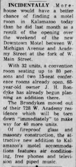Downtowner Motel - May 18 1961 Article